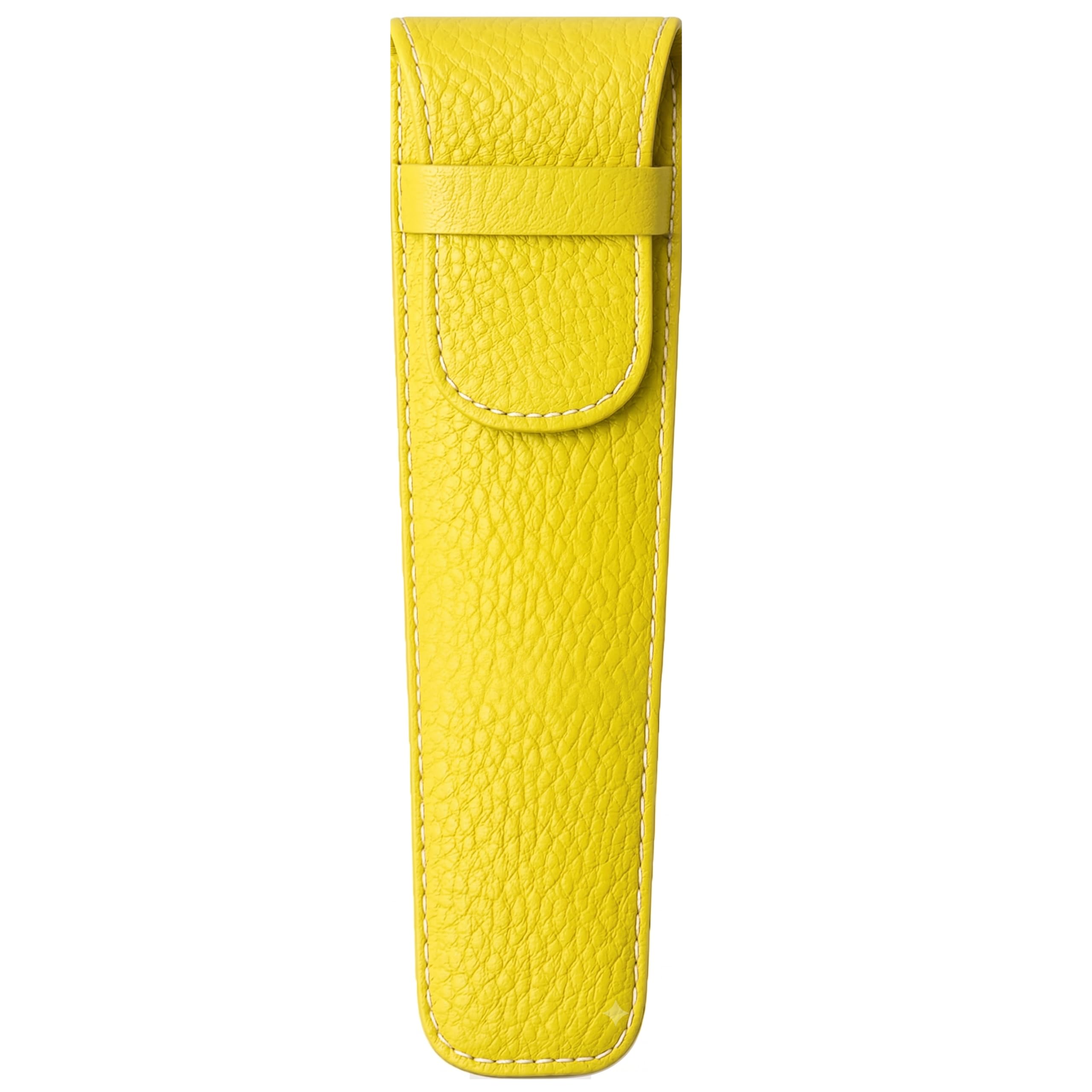 Space Home - Fan Holder with Flap - Leather Fan Case - Fan Protector Case - Protective Bag - Leather Case for Small Objects - Lemon - 25 cm