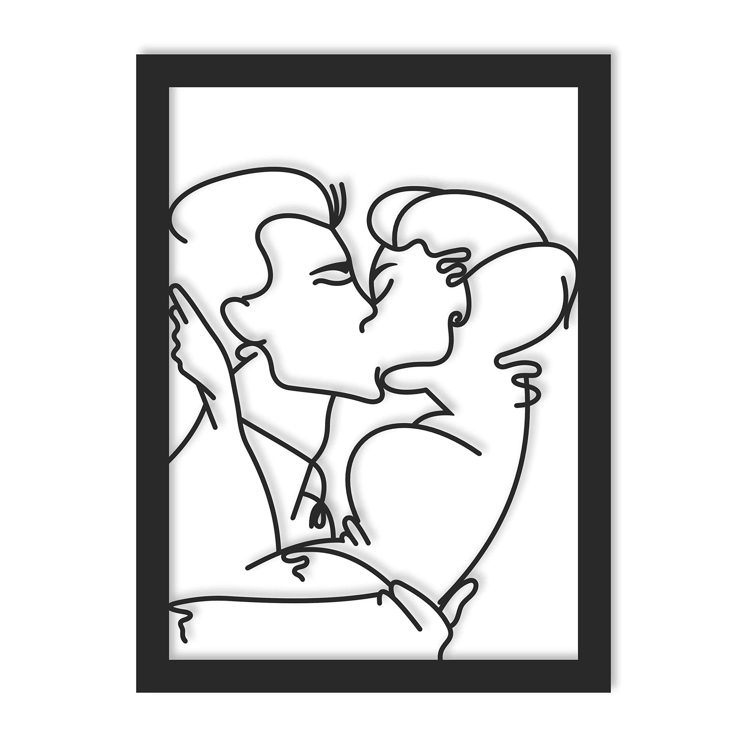 Wooden Home Wall Decor, Wood Art Geometric Wall Decal Stickers. Gift for Valentine's Day, Wedding Anniversary, Birthday cute Present for Him, Husband or Her, Wife.