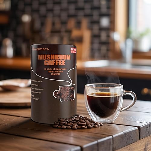 Miniatura 9 de Café de hongos 10 en 1 (melena de león, cordyceps, cola de pavo y otros) Multivitaminas de magnesio Ashwagandha, 2000 mg de café instantáneo de