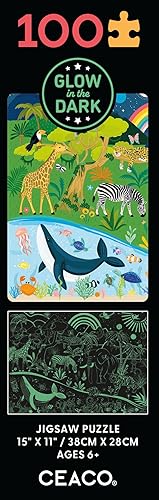 Miniatura 9 de Ceaco - Brillan en la oscuridad - Jungle, Sea & Sky - Rompecabezas de 100 piezas