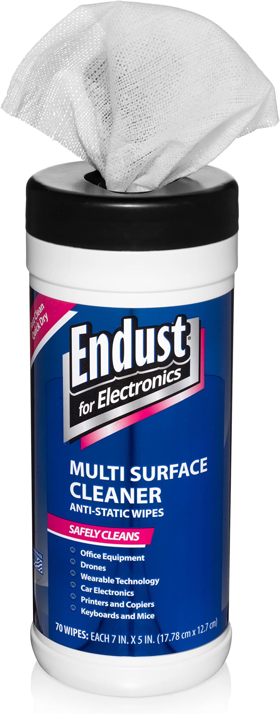 Endust for Electrioncs Pop-Up, Pre-Moistened, Anti-Static & Non-Streak Screen Cleaner Wipes, 70-Count
