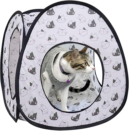 Miniatura 8 de Andiker Tienda de campaña para gatos, túnel de gatos de 3 agujeros seguro y fuerte, lindo túnel plegable fácil de transportar para gatos de
