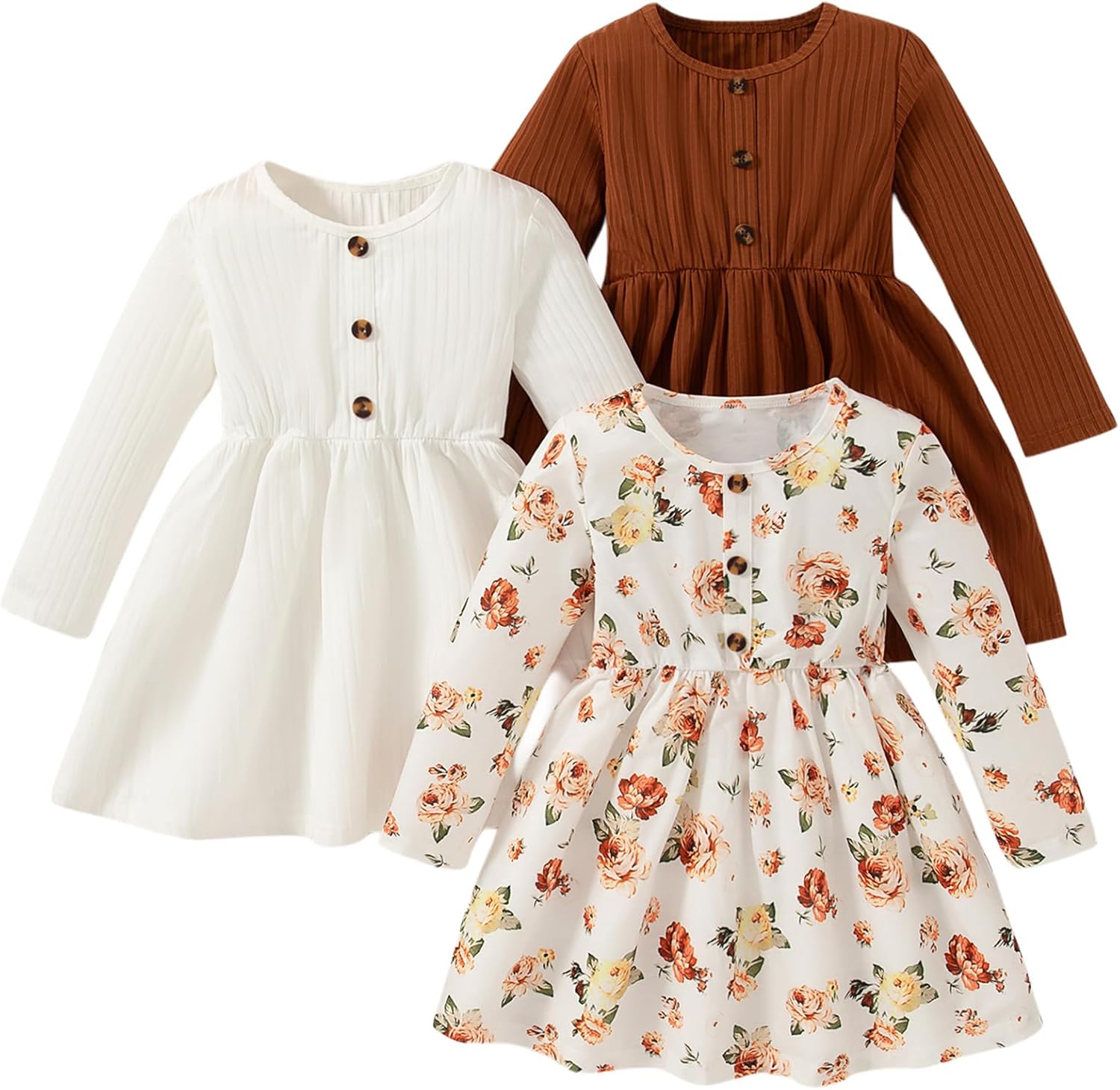 Girls 3-Pack Casual Skater Dresses for Toddlers