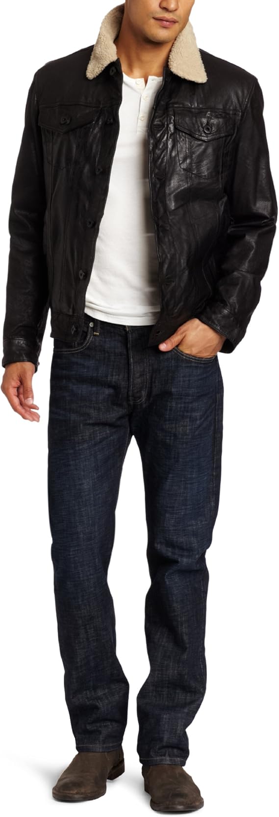 Amazon.com: Levi's - Camionero de cuero para hombre con Sherpa : Ropa,  Zapatos y Joyería