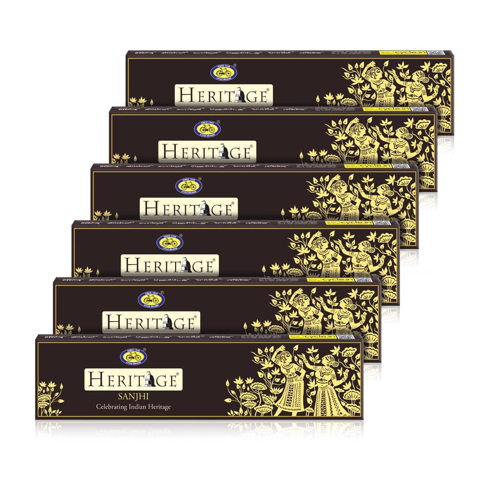 Sanjhi - Heritage Prayer Sticks from Cycle Pure | Long Lasting 9” Incense Sticks Ideal for Special, Divine Puja Experience, Gifting – Pack of 6 (Floral, Patchouli, Lily Fragrance)