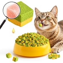 Cats Toy Kitten Grass Treats 255g/8.99oz Freeze Dried 2 in 1 Fish Oil Cat Chew Stick Pellet for Hairball Removal Kitty Catnip Snack Chicken Flavor for Cleaning Teeth & Dental Care Food Indoor