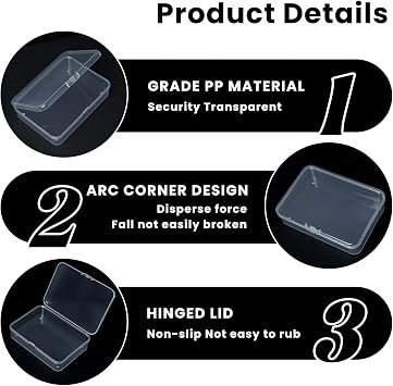 8 Pcs Small Plastic Case, 4x3x1 Inch Mini Plastic Storage Containers Box with Lid, Clear Rectangle Box Organizer for Collecting Small Items, Beads, Jewelry, Cards, Crafts