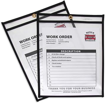 C-Line Stitched Shop Ticket Holders,Both Sides Clear,9 x 12 Inches,25 per Box 46912,Pack of 5