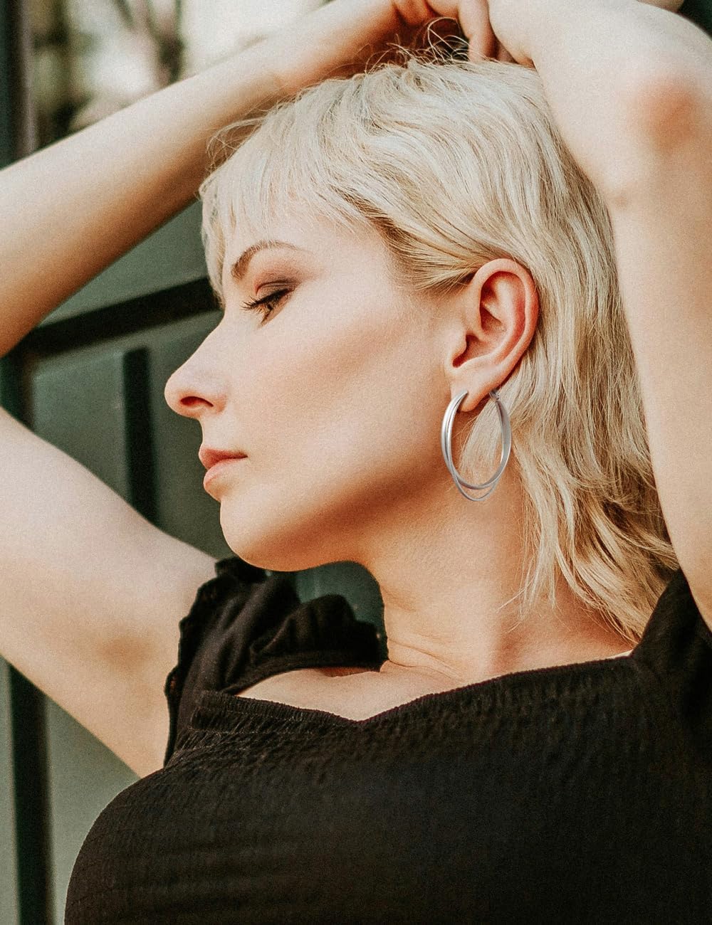 Big Hoop Earrings For Women Hypoallergenic Lightweight Everyday Loop Earing image 5