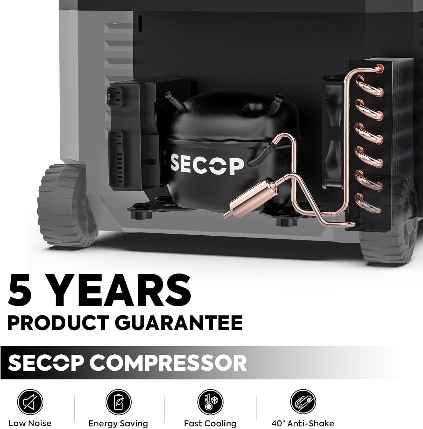 ICECO JP50 ProD Dual Zone Fridge Freezer, 51 Qt Portable Refrigerator Powered by SECOP, 12V Car Fridge with AC/DC, -4℉～68℉, Wheeled Electric Cooler for Camping, Travel, and Fishing