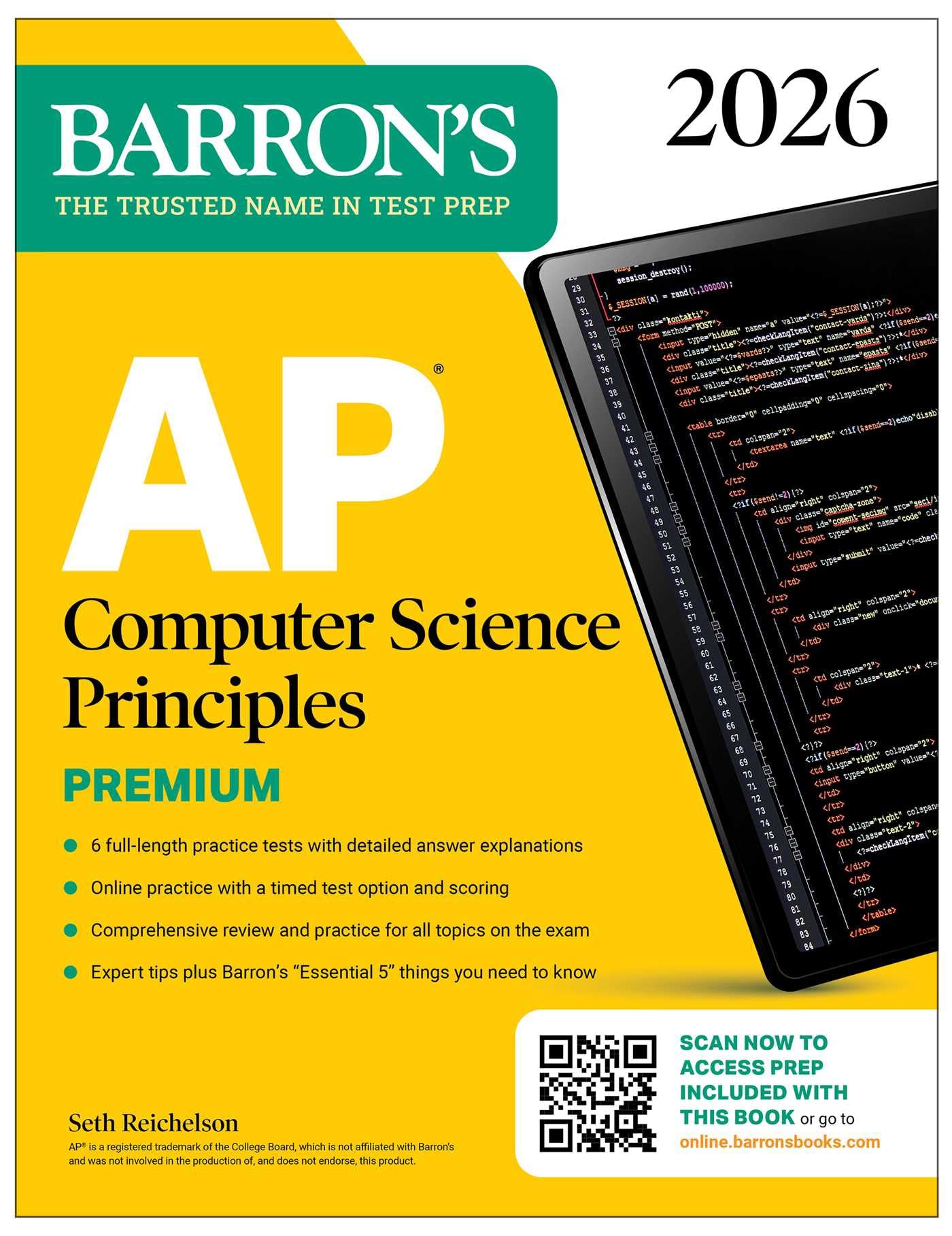 AP Computer Science Principles Premium, 2026: Prep Book with 6 Practice Tests + Comprehensive Review + Online Practice (Barron's AP Prep)