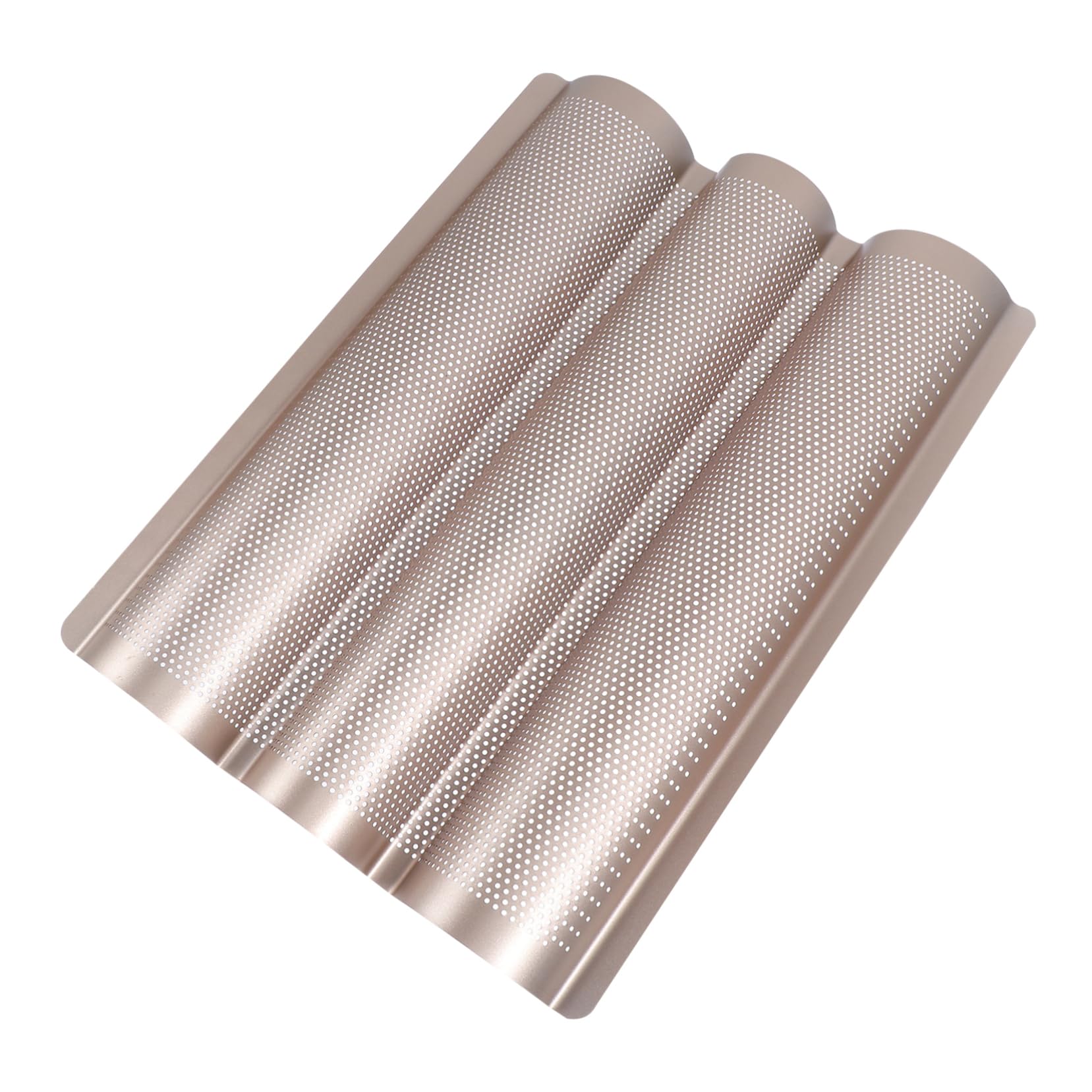 HOLIDYOYO 1Pc Non Stick French Bread Baking Mold Slot Baking Pan for Household Use Golden Finish for Making Baguettes and Loaves Baking Supply for Home Bakers