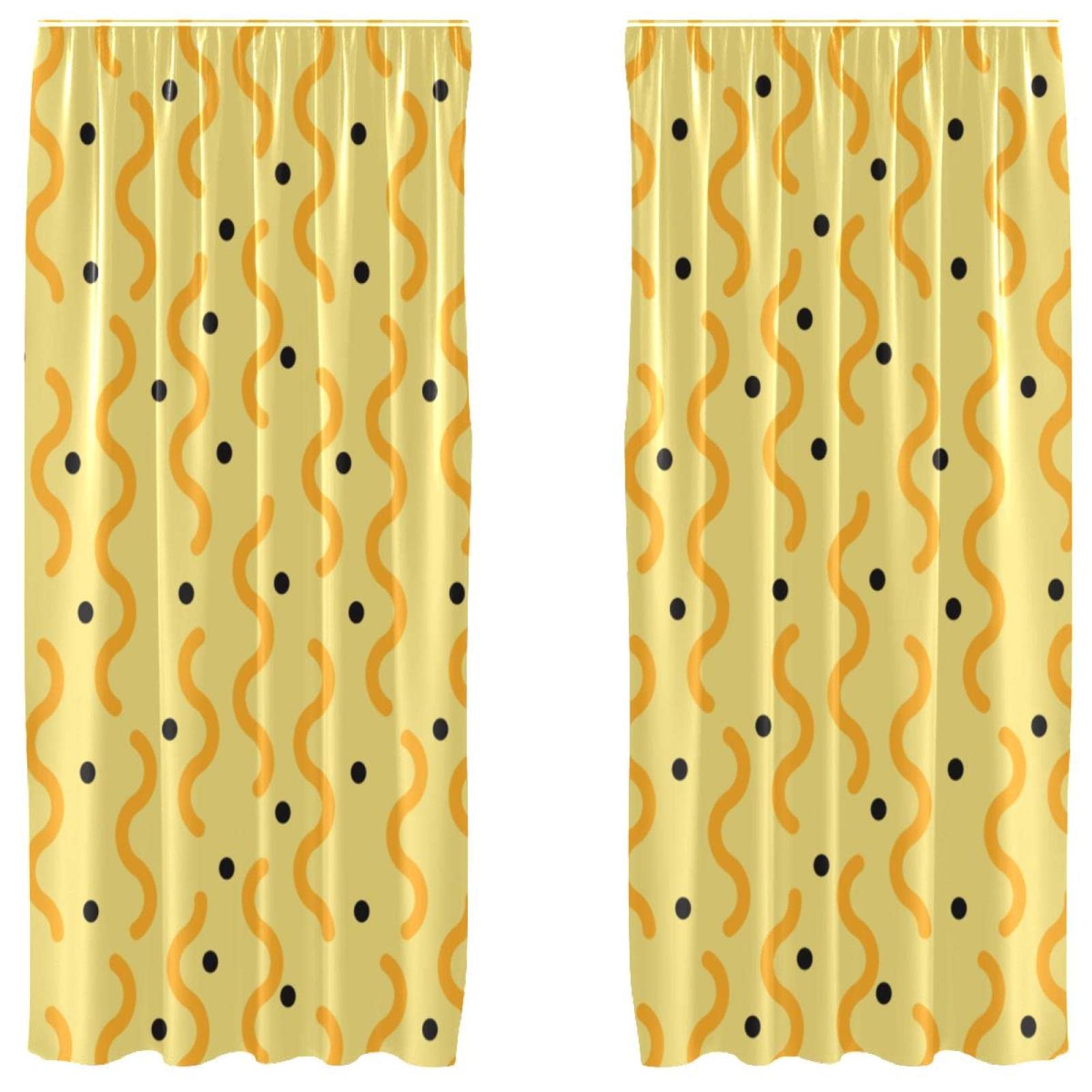 Rideaux vagues Memphis jaune 139.7x213.4 cm double panneau de décoration salon