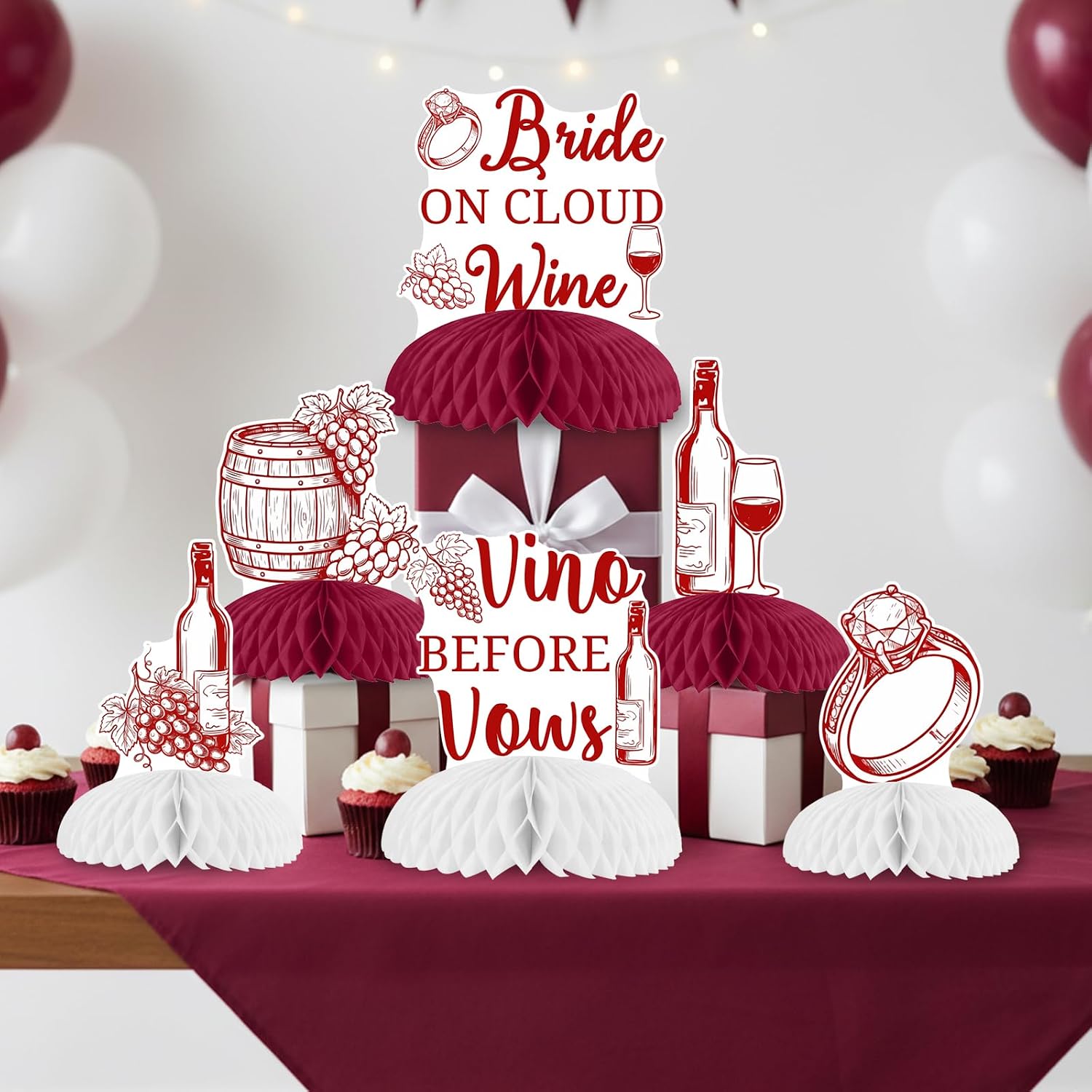 Jollyboom Wine Bachelorette Vino Before Vows Table Honeycomb Centerpieces image 3