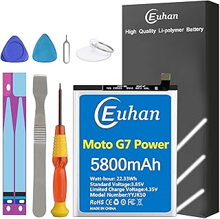 Moto G7 Power Battery, Euhan 5800mAh Li-Polymer Replacement Battery for Motorola Moto G7 Power JK50 XT1955 Moto One Power XT1942 with Repair Tools Kit [24 Month Service]