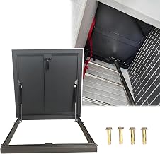 Genérico Trampilla de Acceso a Techo de Aluminio de Gran tamaño (85 x 75 cm, 33 x 30 Pulgadas), Resistente a la Intemperie, Color Negro, con Tapa de Acero galvanizado con Cierre, asa y Sello de Goma