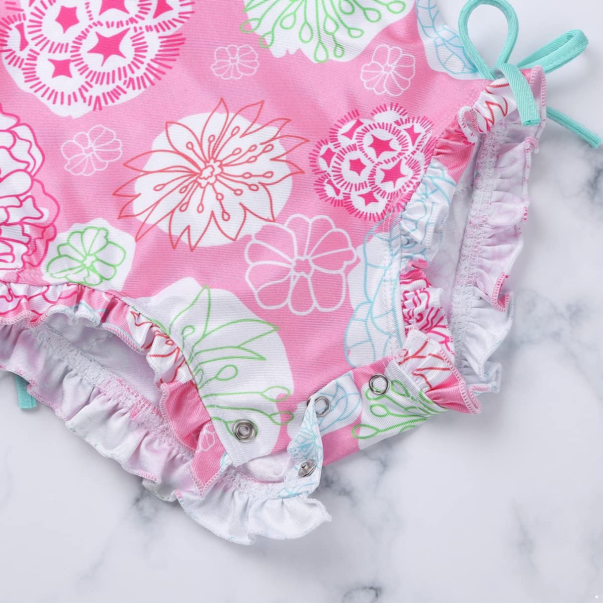 Yhong Baby Girls Long Sleeves One Piece Swimsuit Floral Printed Ruffled Back Rash Guard UPF 50+ Swimwear Bathing Suit