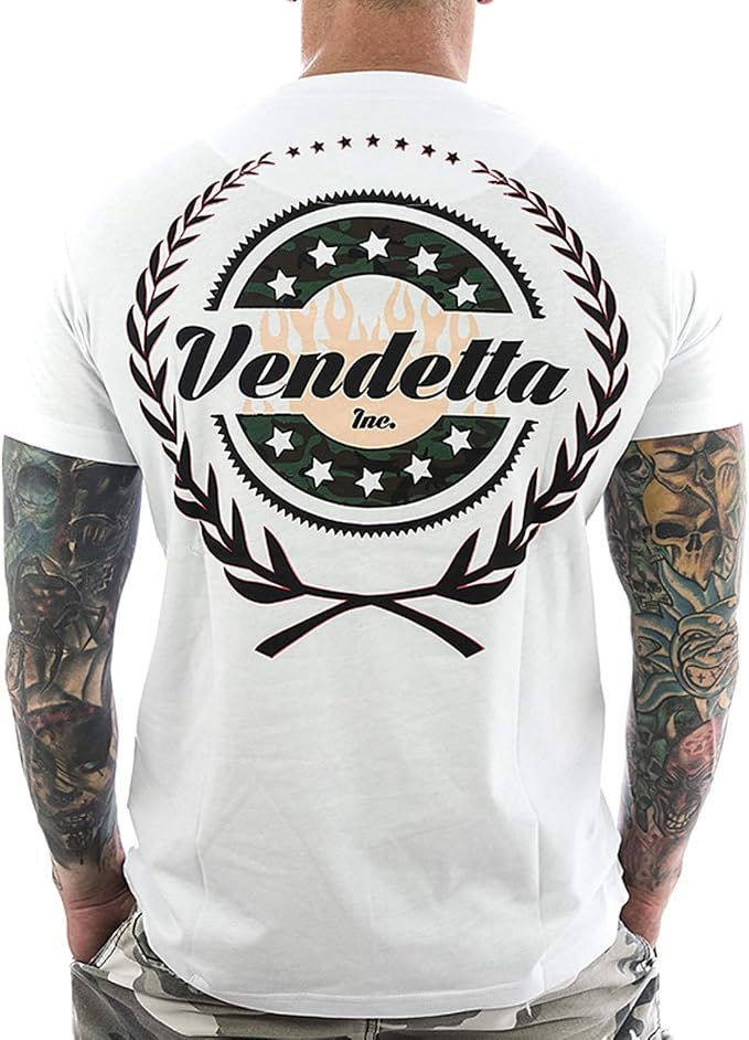 Maglietta Uomo Vendetta Inc. Army Style – Bianca, Girocollo, 100% Cotone, Regular Fit - 4