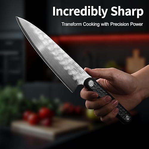 Miniatura 5 de Cuchillo de chef japonés de 8 pulgadas, cuchillos de cocina profesionales forjados a mano, acero japonés de alto carbono, cuchillo de cocina afilado