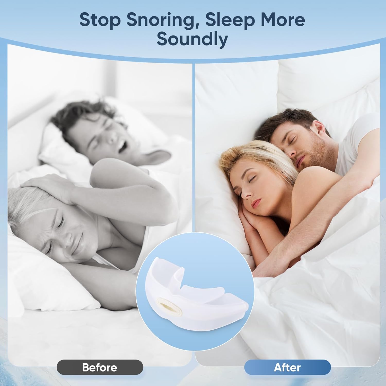 Anti-Snoring Device, Reusable Snore Stopper Anti Snoring Mouthpiece, Snoring Solution Mouthpiece Stop Snoring for Men and Women