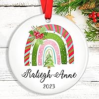 Vista 15 de Adorno de camión volquete de Navidad para niños, tractor personalizado, recuerdo de construcción personalizado para bebés recién nacidos, regalos