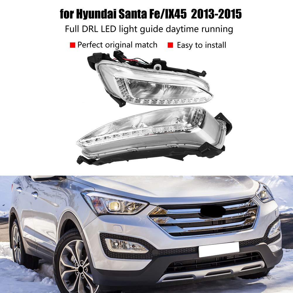 EBTOOLS pour feu de antibrouillard santa fe 2013 1 paire de feux diurnes de voiture H8, cache de lampe de brouillard 12V LED DRL pour Fe / IX45 2013-2015