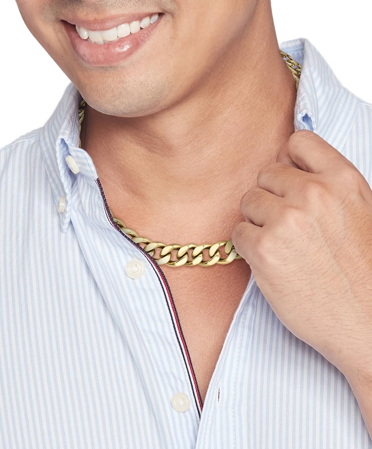 Tommy Hilfiger Jewelry Men's Stainless Steel Chain Bracelet and Necklace with a Iconic Tommy Hilfiger Flag