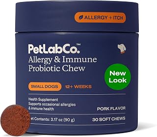 PetLab Co Allergy & Immune Probiotics for Dogs - Small Breed Chews for Seasonal Allergies, Yeast Balance, Itchy Skin & Gut Health, 30 Count