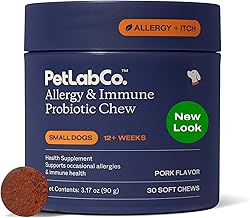 PetLab Co. Allergy & Immune Daily Probiotics for Dogs. Supports Yeast Production, Seasonal Allergies, Intermittent Itchiness, Gut & Digestive Health - 30 Chews for Small Dogs - Packaging May Vary