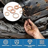 Vista 5 de Paquete de 30 arandelas de cobre, arandelas métricas de sellado de cobre M6x10x1mm para pernos, tornillos, tuercas