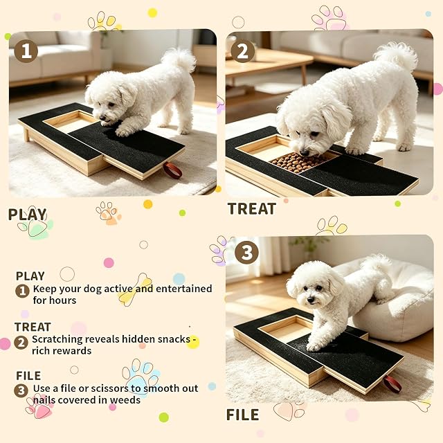 Foto 7 de 7 de MEIQJIE Tabla de Rascar para Perros con Caja de Premios, Lima Uñas Perro