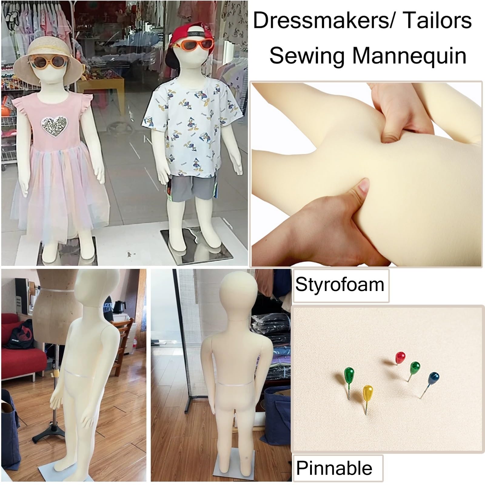 Maniqui Infantil Maniquí De Niño Ajustable Para Costura, Maniquies De Cuerpo Entero Hombre Mujer Con Base De Metal, Maniqui Busto Flexible De Niño O Niña Para Exposición De Ropa(2 Years old)