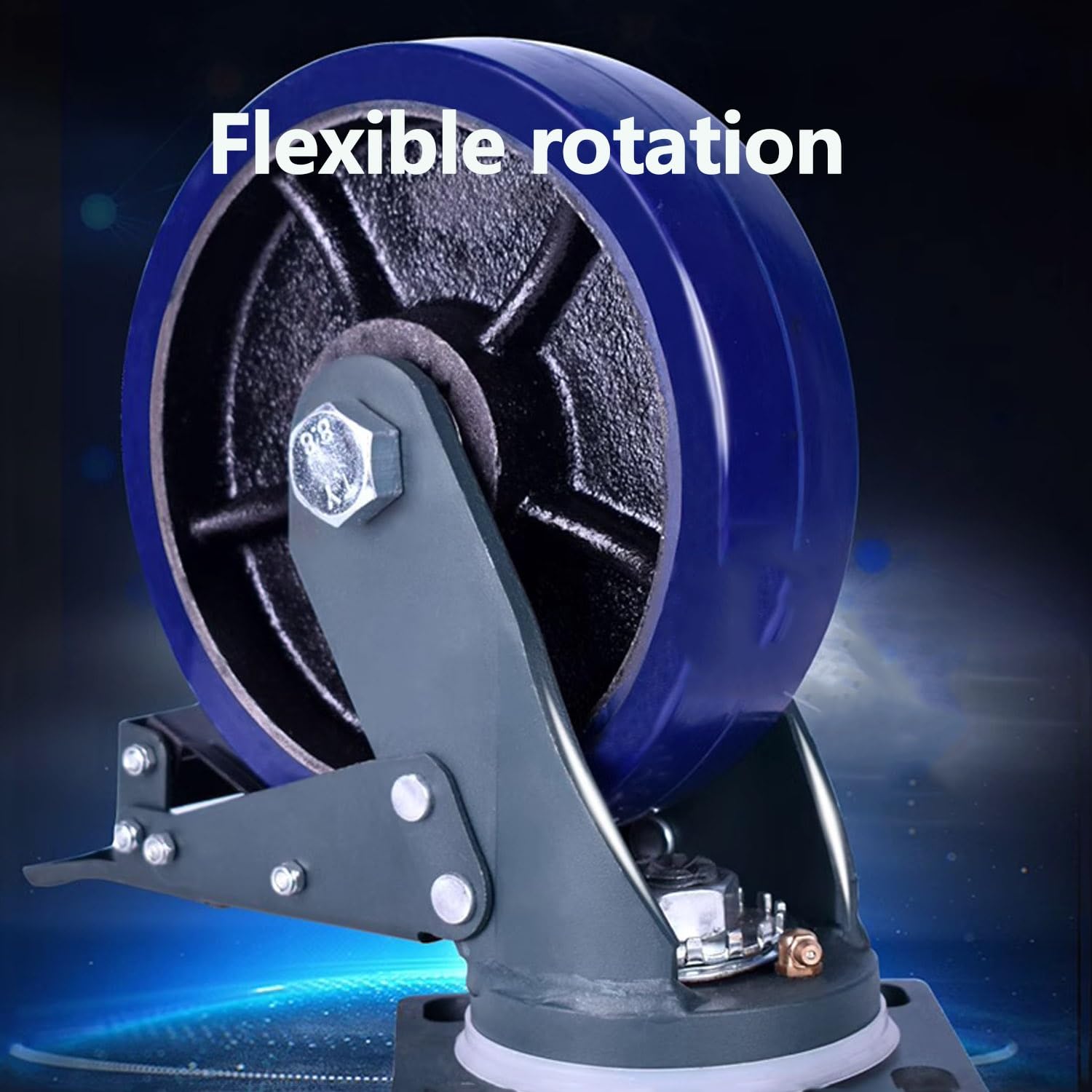 Rotelle Pivotanti Industriali 125/150/200mm, Portata Max 7200kg, Set di 4 AntiGraffio Ruote con Freno, Pesante TPR Ruota di Trasporto(4*Swivel,6in(150mm))