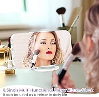 Vista 2 de Reloj despertador digital, pantalla grande LED y espejo de escritorio con puertos de carga USB duales, 3 niveles de brillo, reloj despertador