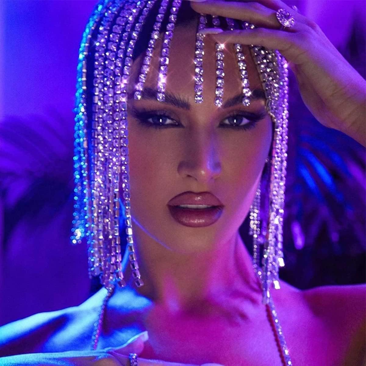 Tassel Rhinestone Cap Headpiece Flapper Crystal Head Chain Jewelry Belly Dance Wedding 1920s Hair Accessories for Women