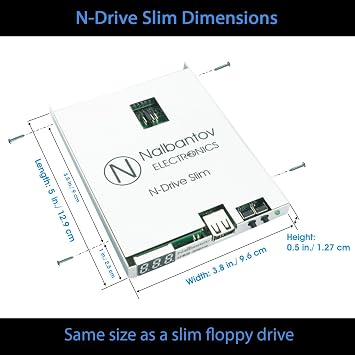 USB Floppy Disk Drive Emulator N-Drive Industrial Slim for Husqvarna Viking Designer