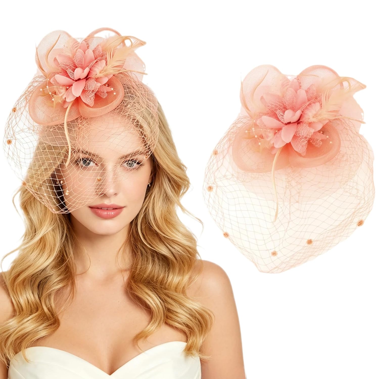 Hats for Women,Elegant Off-White Fascinators Hats,Suitable for Proms Cocktail Party Horse Races