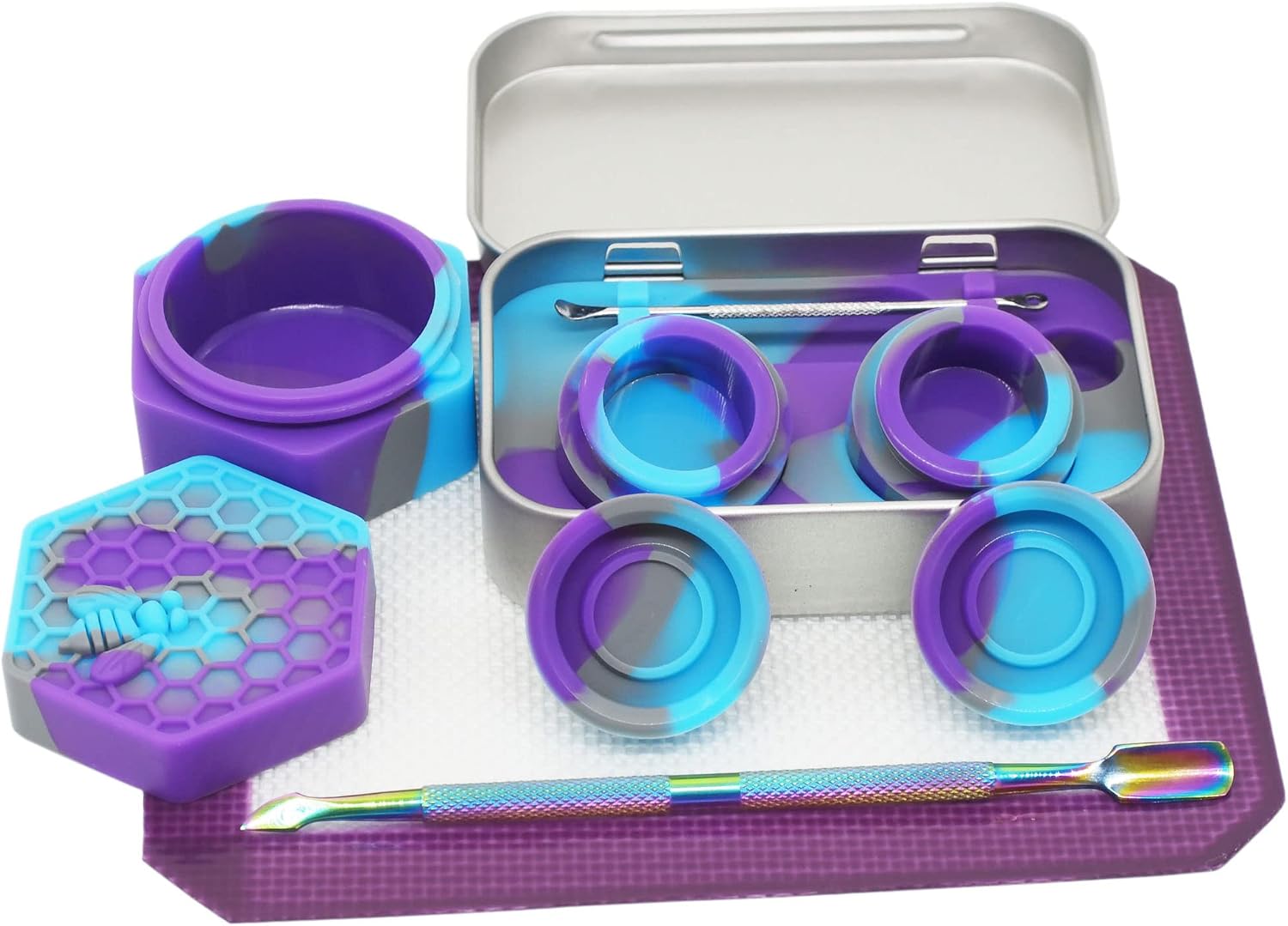 Silicone Wax Carving 5ml 26ml Hexagon Container Kit (Purple Blue Grey) image 4