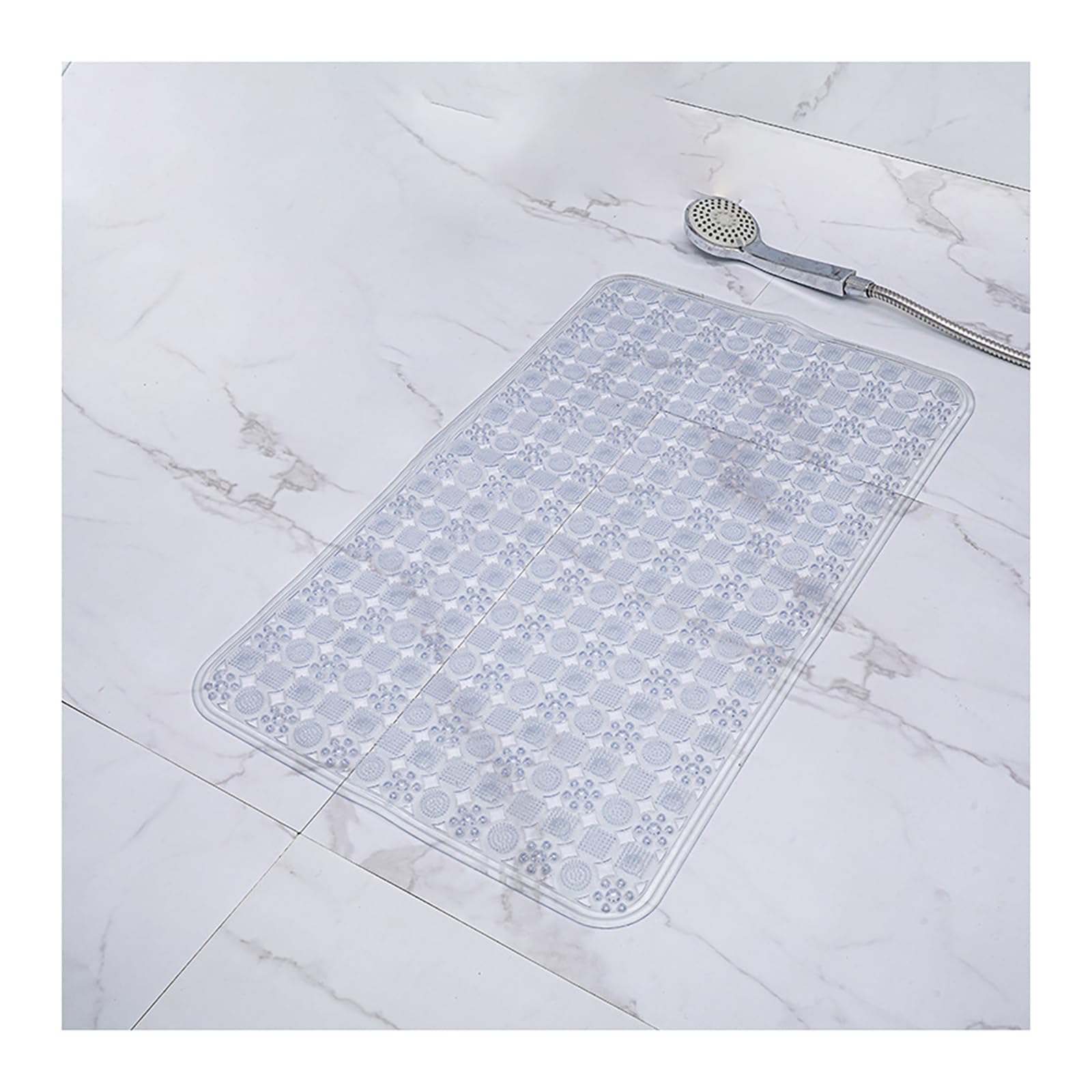 Transparent Badewannenmatte Kinder mit Saugnäpfen, Lange Antirutschmatte Badewanne, Waschbar Kinder-Badematte, Extra Komfortabel Badewannenmatte rutschfest Duschmatte,Weiß,58x88cm/23x35in