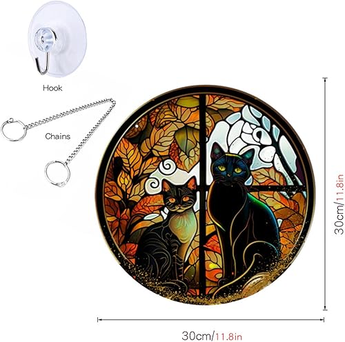 Miniatura 2 de MATIHAY Colgante de ventana de acrílico, colgante de ventana de gato negro, decoración de pared de gato para amantes de los gatos, gato negrocuervo