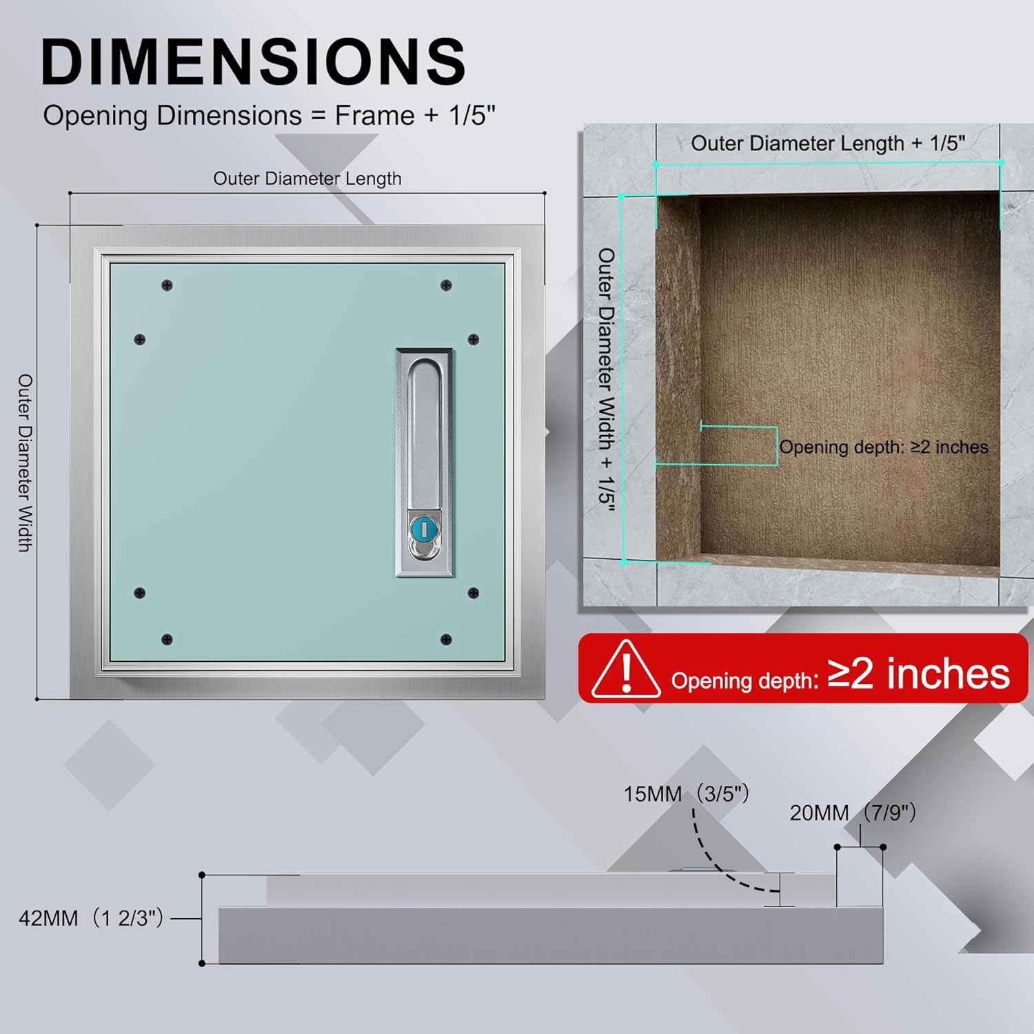 24”x 36” Metal Wall Access Panel for Drywall, Paintable Plumbing Attic Access Door with Lock & Handle, Heavy-Duty Aluminum Alloy Access Hatch