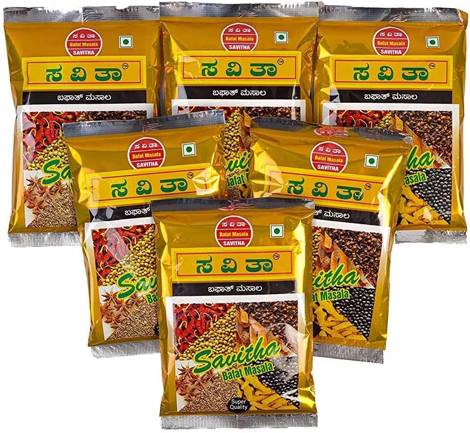 Savitha Bafat Masala 100gms - Pack of 6 | Authentic Spice Blend for Rich, Flavorful Dishes | Perfect for Traditional Indian Recipes | Quality Ingredients & Freshness Guaranteed