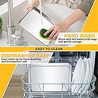 Vista 4 de Juego de 12 bandejas de acero inoxidable para hornear, bandeja de horno de metal para hornear, bandeja para hornear para horno tostador, fácil