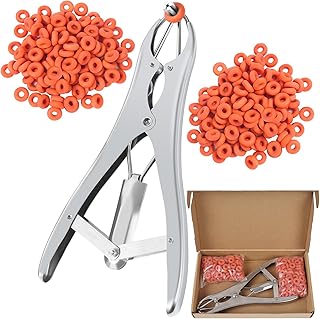 Goat Banding Kit - Stainless Steel Bander, 200 Castrator Rings, Balloon Expander Pliers - Complete Livestock Castration Solution