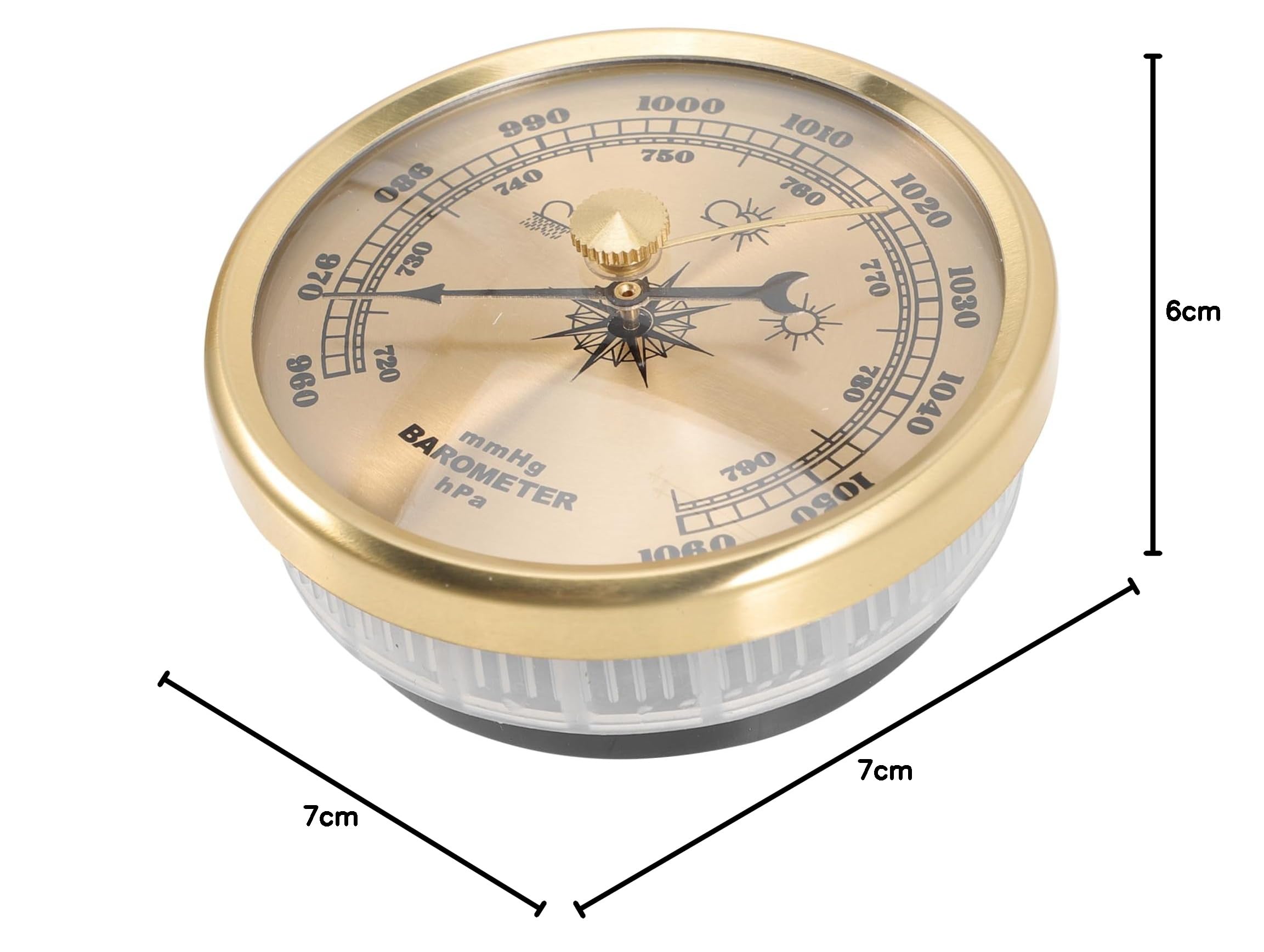 2St Zifferblattbarometer Außenthermometer Mini- Wetterstationsbarometer wettervorhersage druckluftmanometer Hygrometer Zeigerbarometer Aneroidbarometer für zu Hause Metall