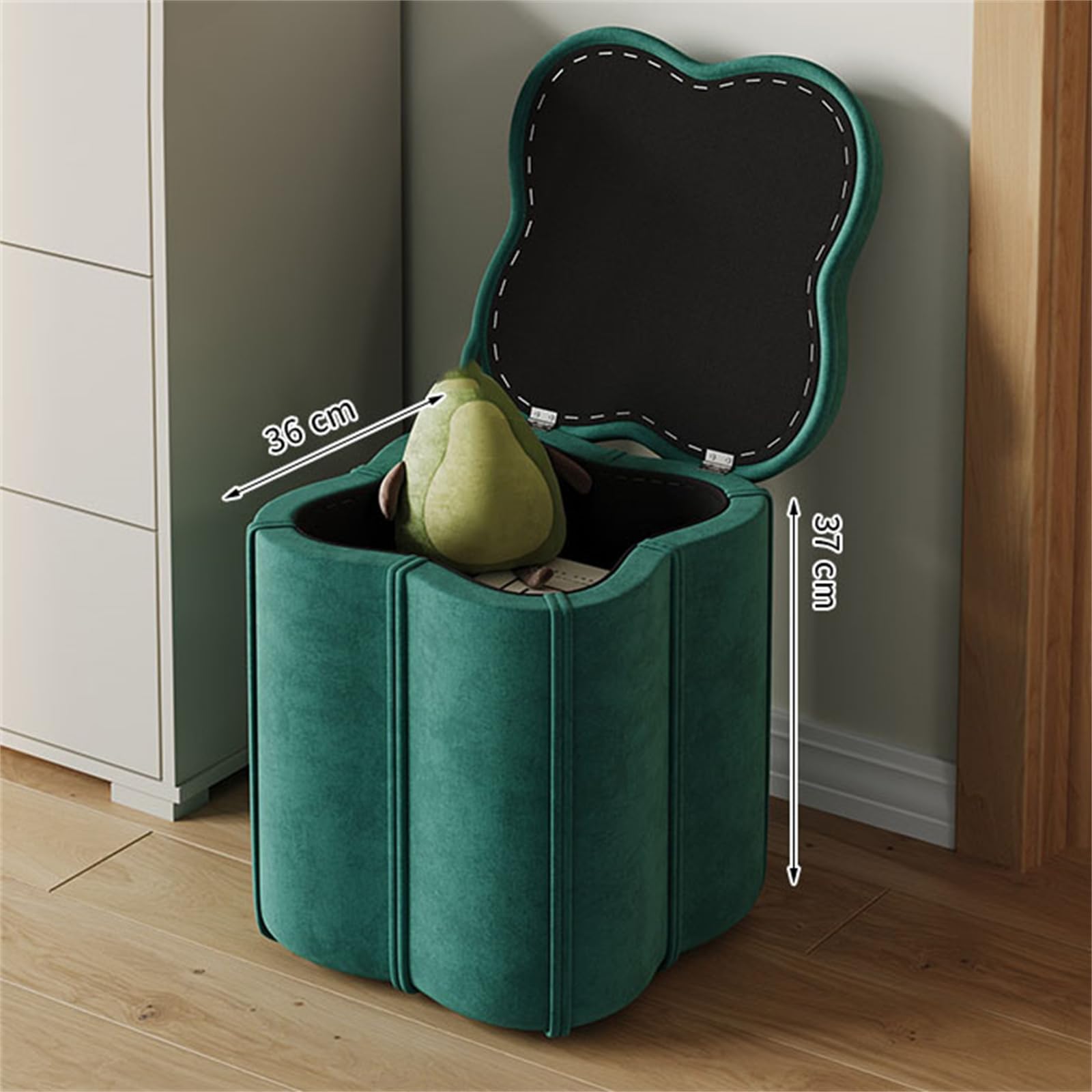 Pouf Rotondo con Contenitore Pouf Rotondo con Contenitore per Scarpe Pouf Imbottito con Coperchio Rimovibile Seduta Imbottita per Camera da Letto e Soggiorno 14,57 pollic