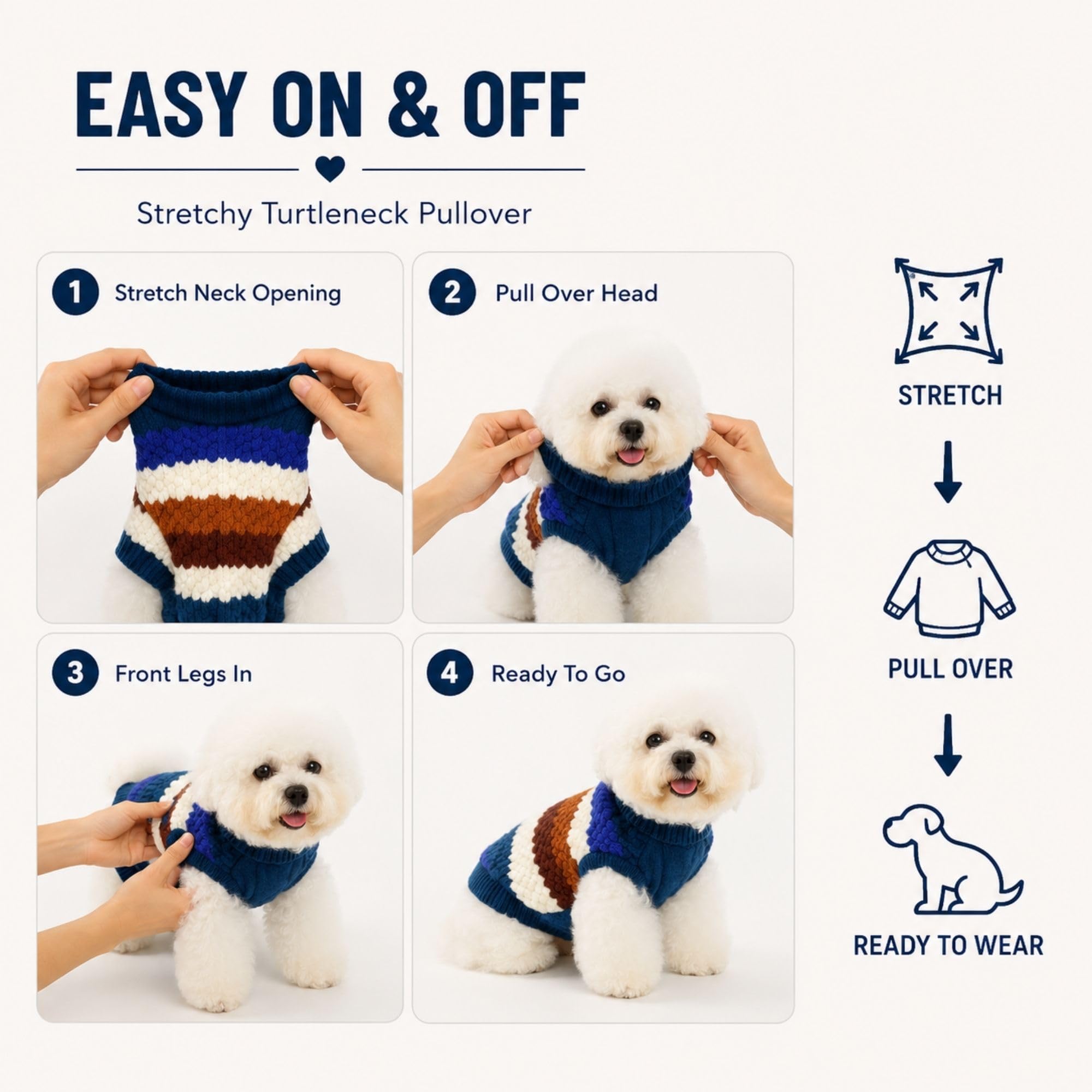 Chandails pour chiens de taille moyenne, vêtements en tricot pour chien | Vêtements épais à col roulé classique, pull chaud pour chien garçon femelle, vêtements extensibles pour animaux de compagnie
