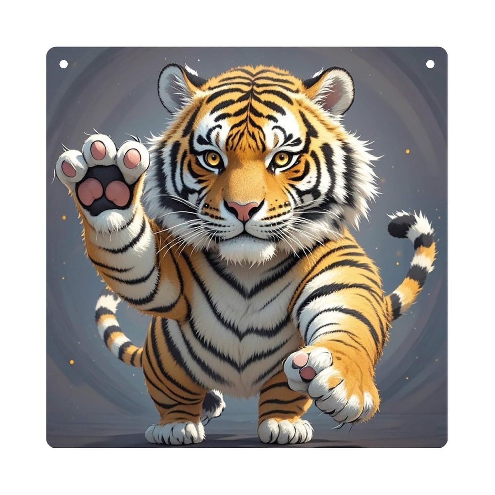 Tiger Head with Raised Paws Hanging Ornament Wall Decor Pendant