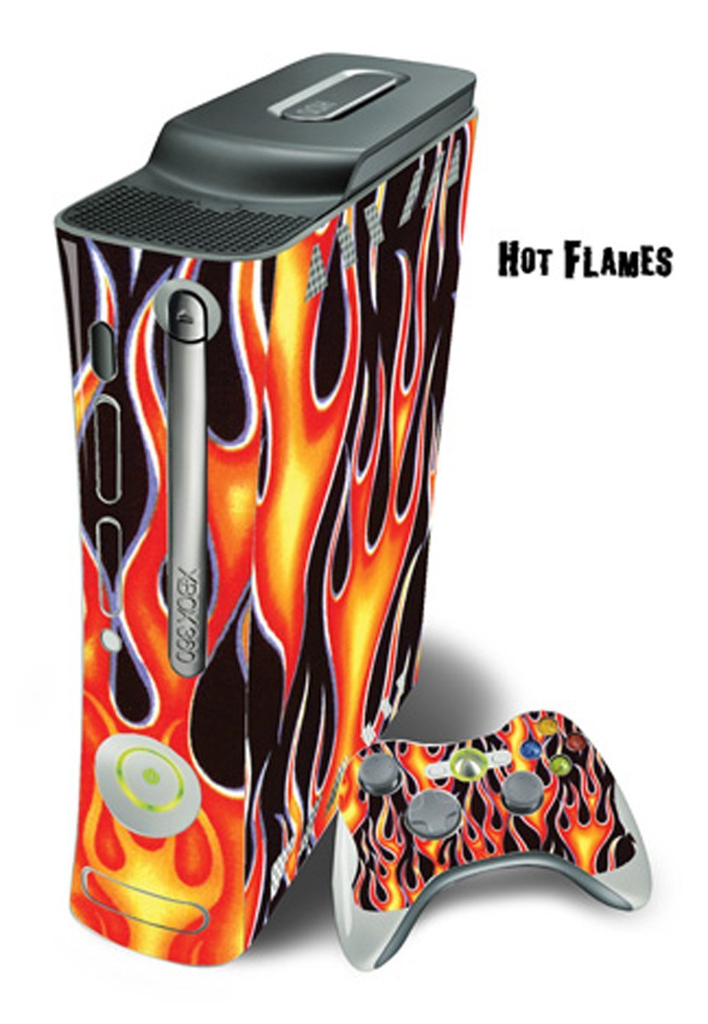 MightySkins Protective Skin Decal Wrap Cover for Xbox 360 Console + two Xbox 360 Controllers Sticker - Hot Flames