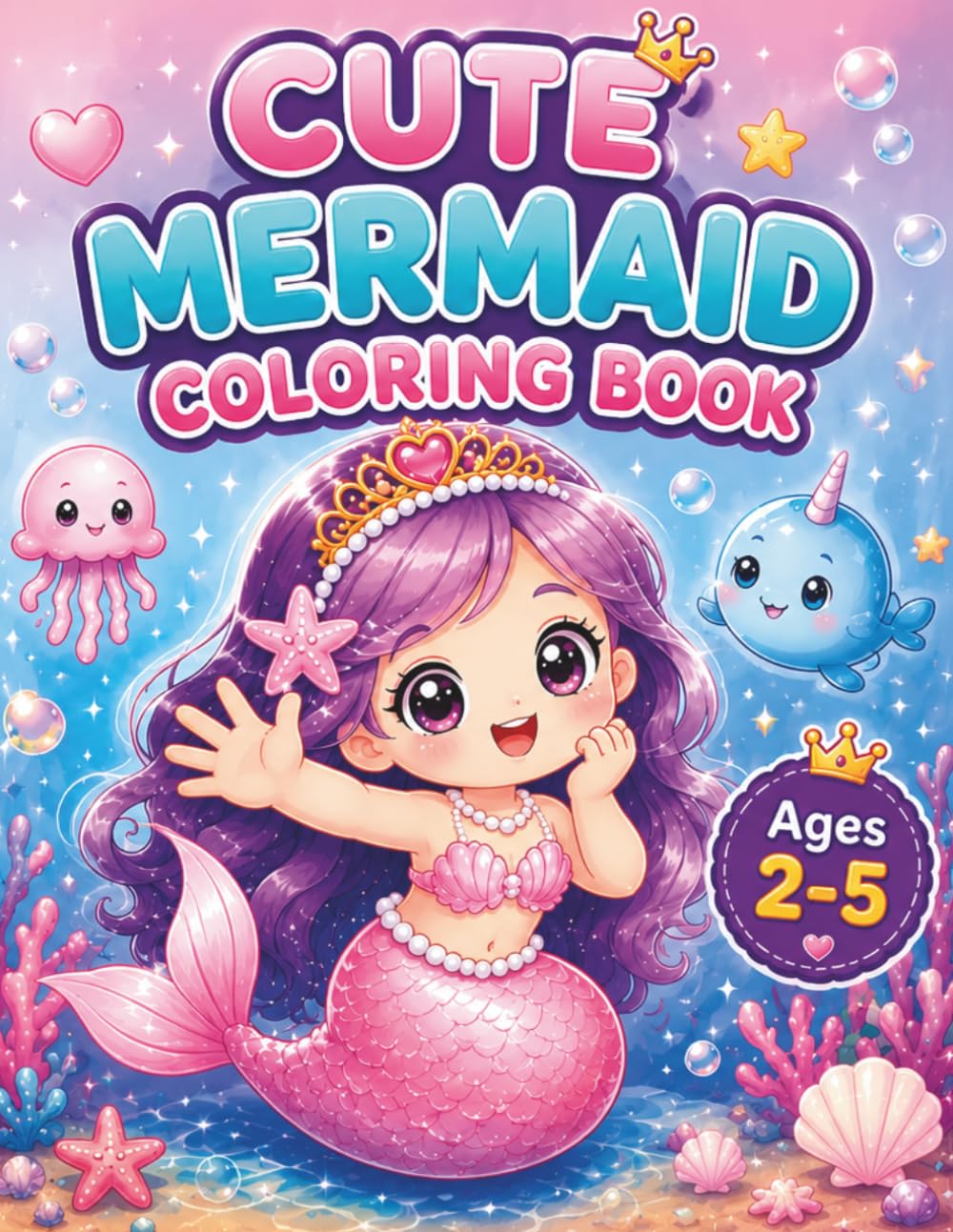 Baby Mermaid Coloring Book for Toddlers Ages 2–5: Fun and Simple Ocean-Themed Coloring Pages with Bold Lines for Little Girls